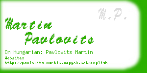 martin pavlovits business card